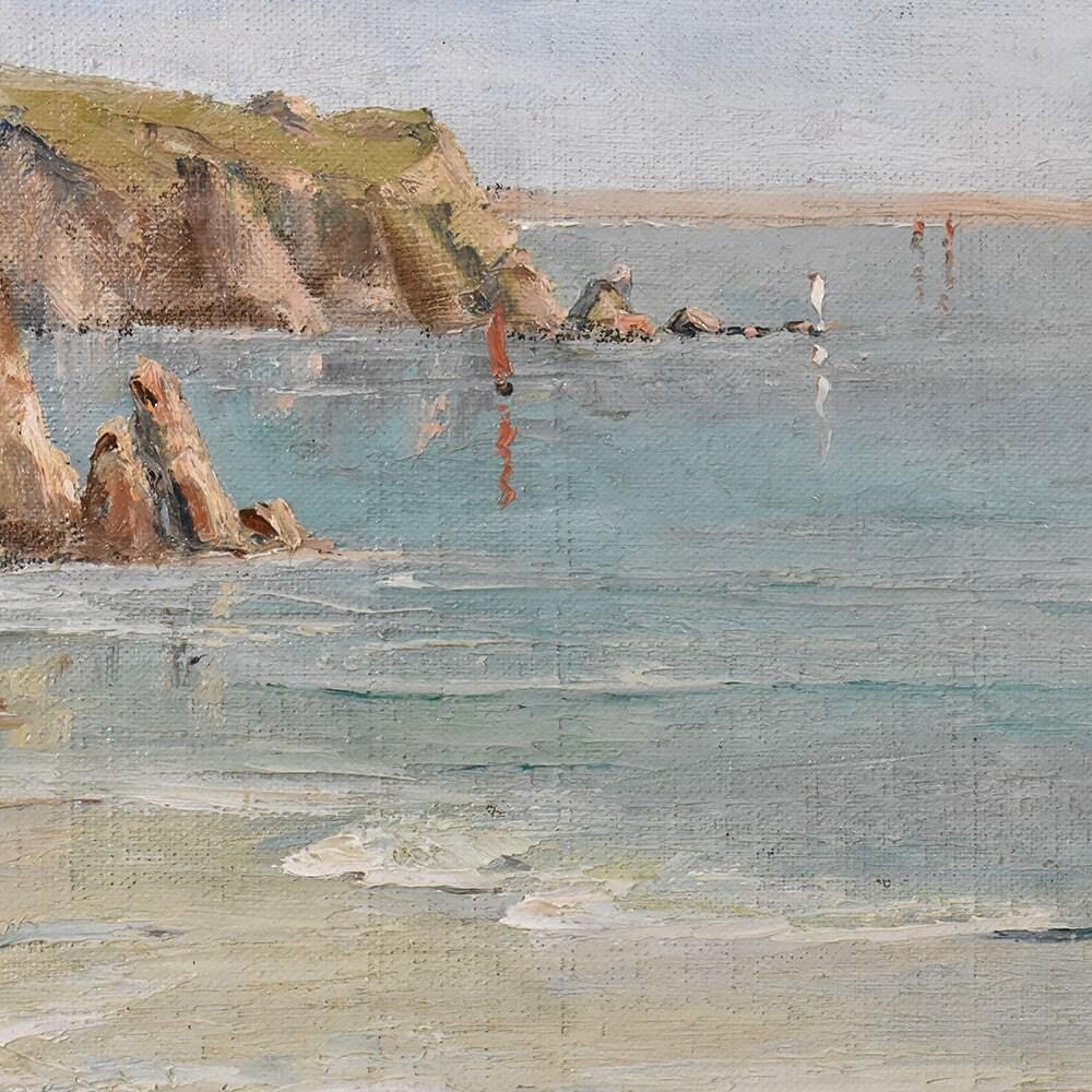 Seascape Painting, Antique Oil  With Marine, Oil On Canvas, 20th Century. photo for sale