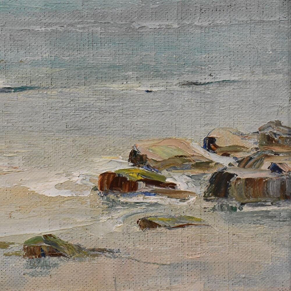 Seascape Painting, Antique Oil  With Marine, Oil On Canvas, 20th Century. photo 1600.0