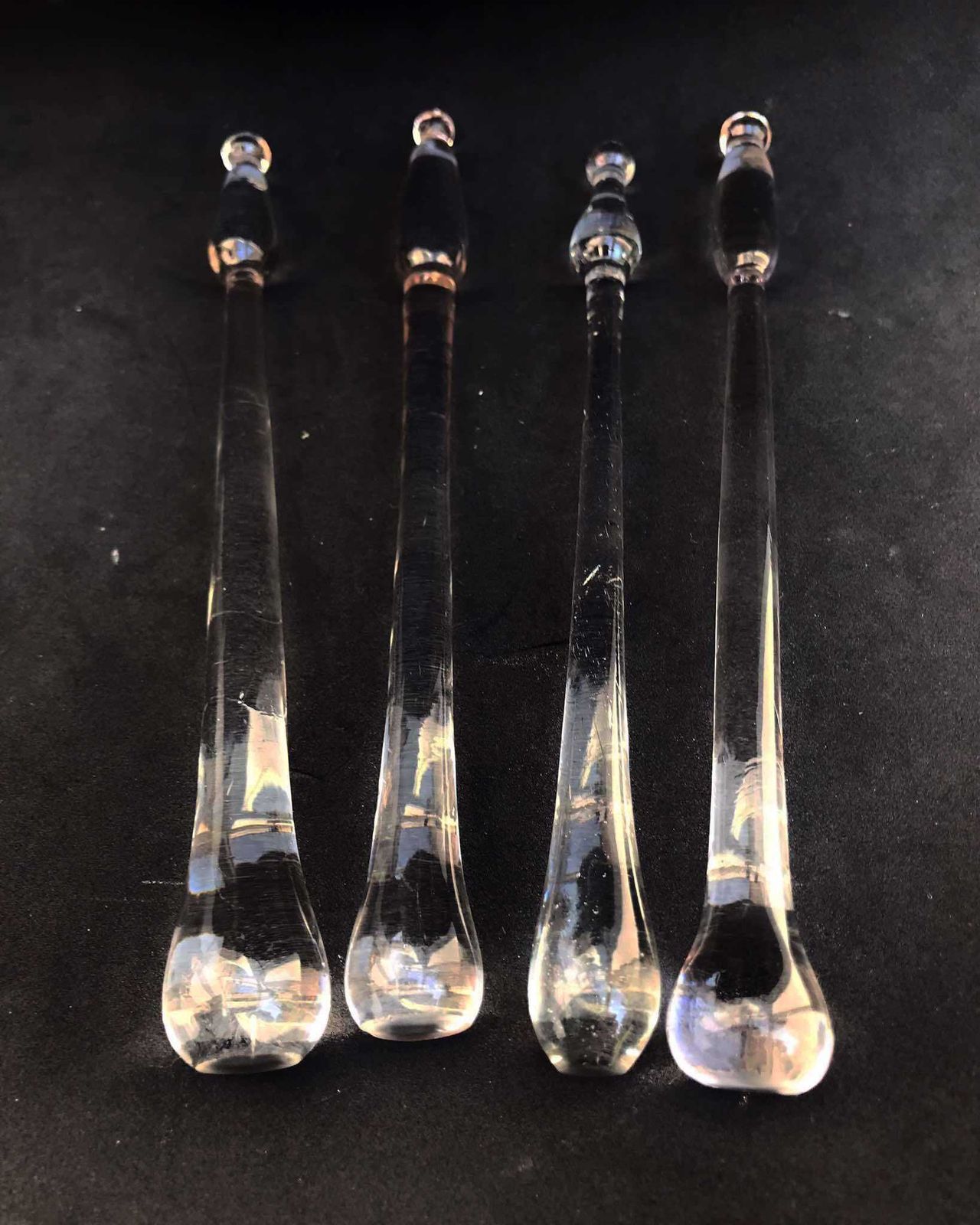 Swizzle Sticks Glass Set 4 Handmade Vintage Drink Stirrers Cocktail Mixers Clear Glass Sticks Gift For Him Danish Design Scandinavian Bar
