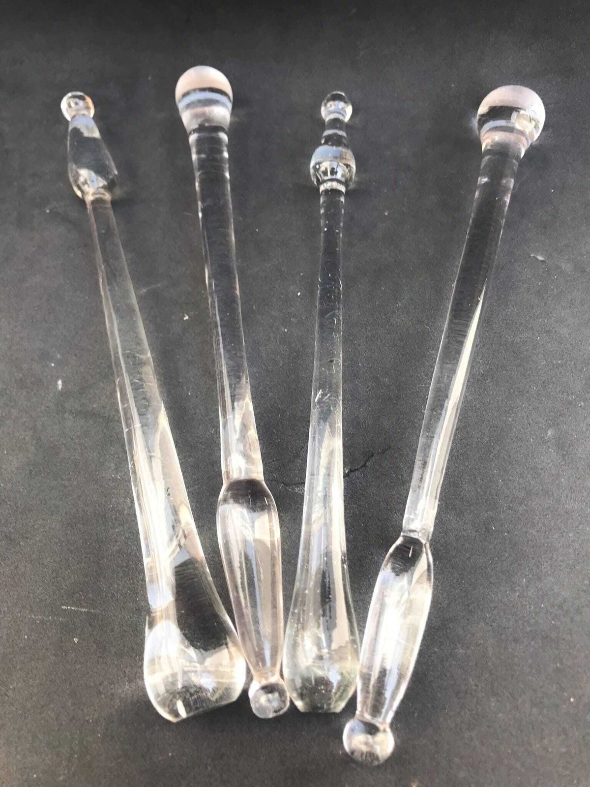 Swizzle Sticks Glass Set 4 Handmade Vintage Drink Stirrers Cocktail Mixers Clear Glass Sticks Gift For Him Danish Design Scandinavian Bar photo Home Decor
