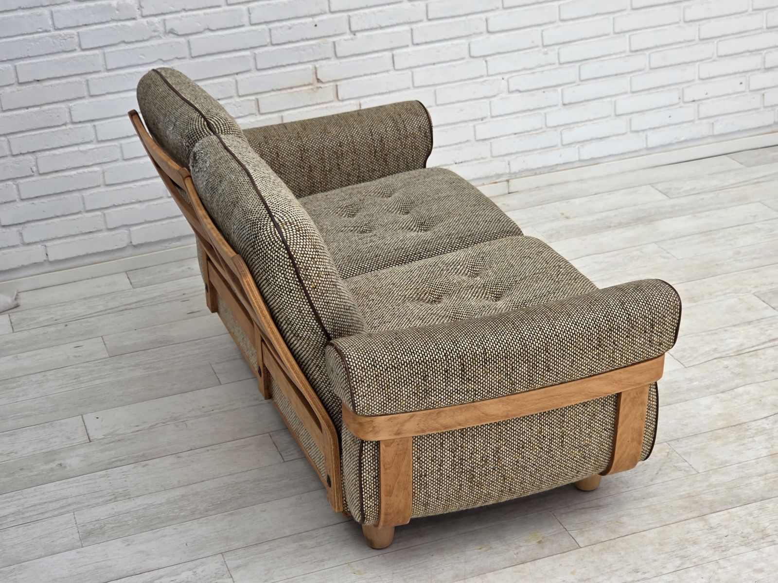Furniture 1970s, Danish 2 Seater Sofa, Original Condition, Furniture Wool, Bentwood. photo
