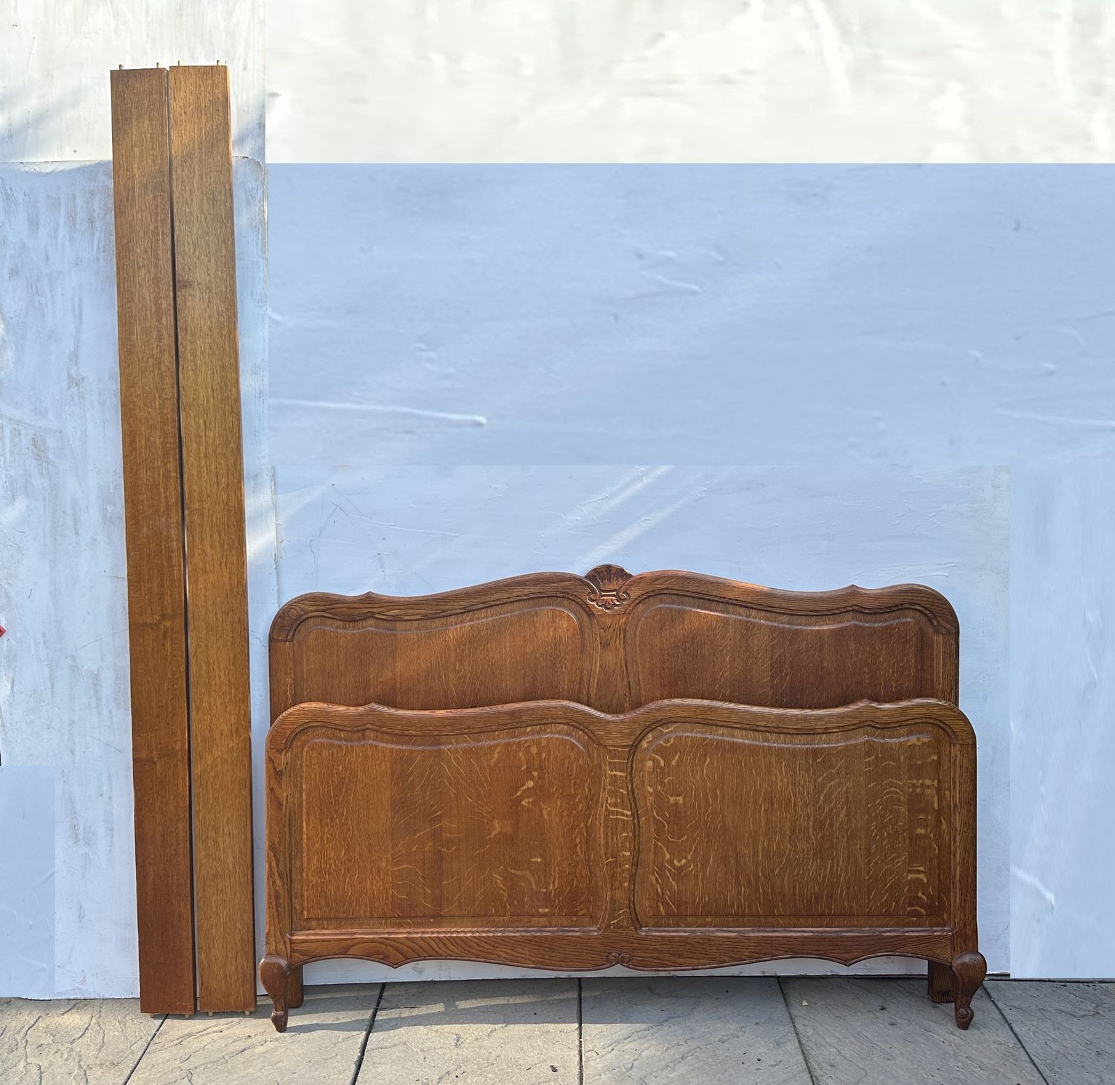 Attractive French Louis XV Antique Style Oak Double Bed Frame – Great Condition photo furniture