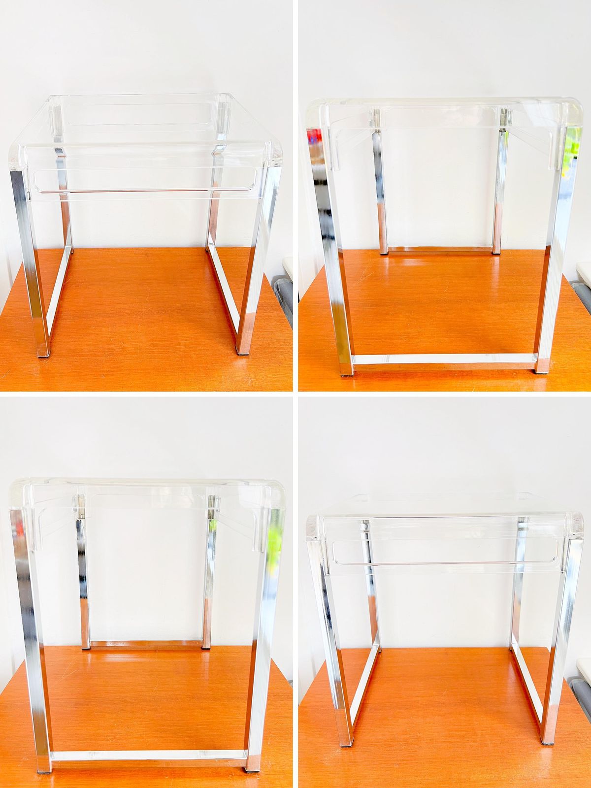 Vintage Side Table Designed By Marc Berthier – Exceptional Find – Clear Acrylic And Chrome – 60/70s – Prisunic photo for sale