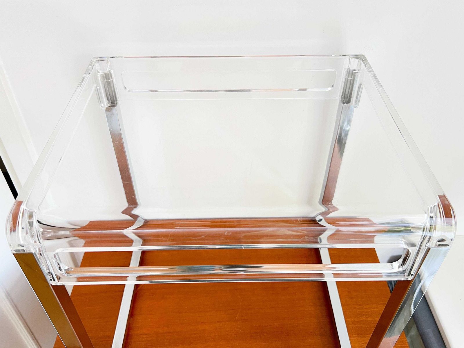Vintage Bijzettafel Ontworpen Door Marc Berthier – Helder Acryl En Chroom – Jaren 60/70 – Prisunic photo 326.0