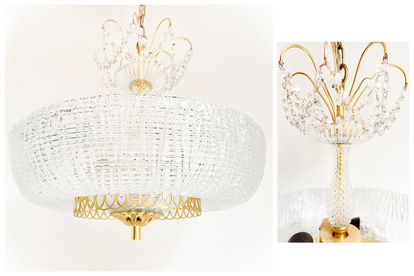 Vintage Luxe Hanglamp – Messing, Kristal – Kalmar – Orrefors – Fagerlund – Regency – Jaren 60/70 photo buy