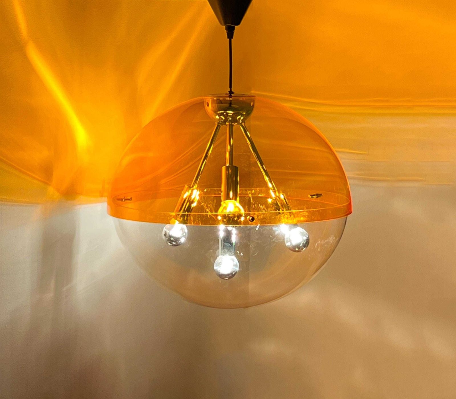 Vintage Xl Hanglamp Van Raak Amsterdam – Bol – Oranje – Space Age – Mcm photo Verlichting