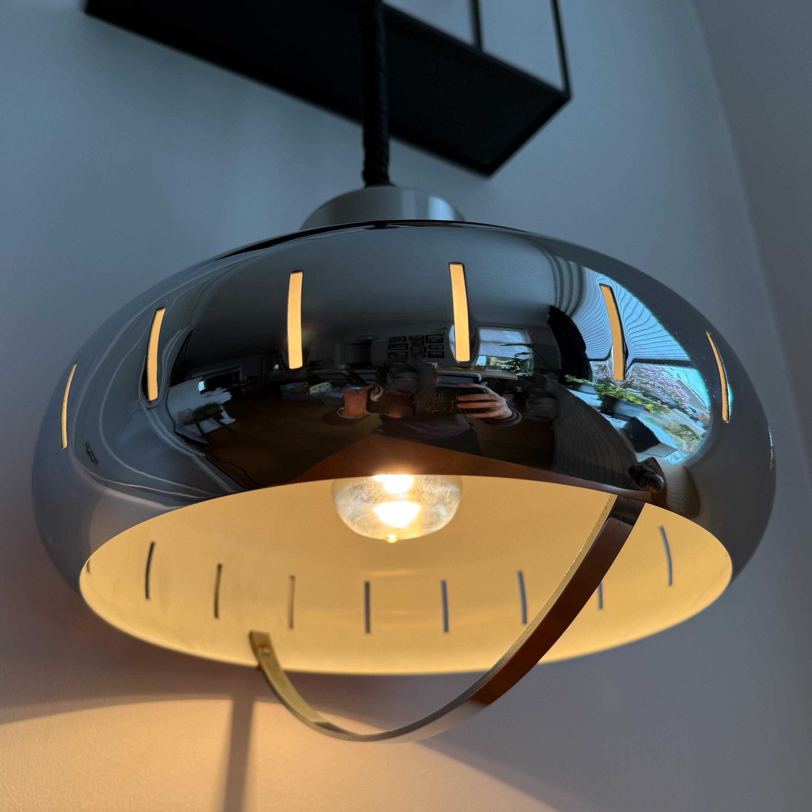 Pendant Lamp – Dutch Design By Herda – Chrome   Space Age – Ufo – Mid Century Modern – Globe photo furniture