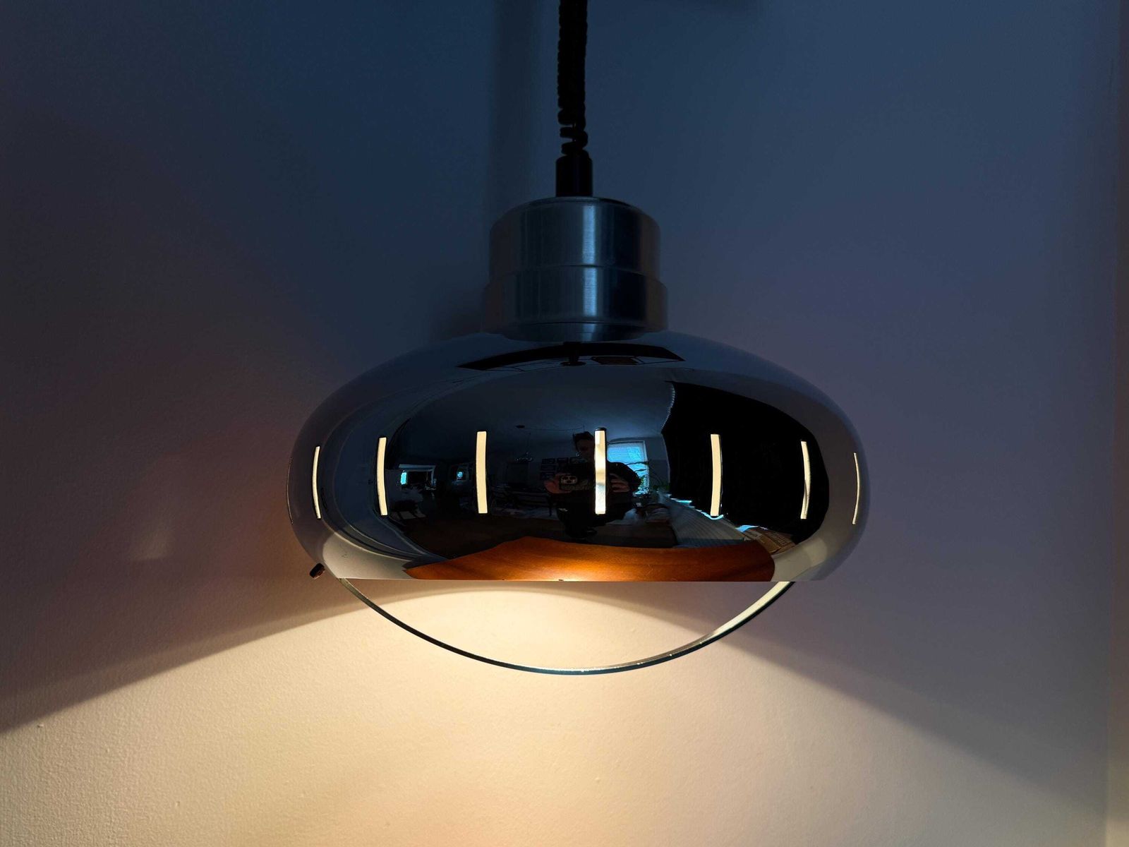 Pendant Lamp – Dutch Design By Herda – Chrome   Space Age – Ufo – Mid Century Modern – Globe photo vintage