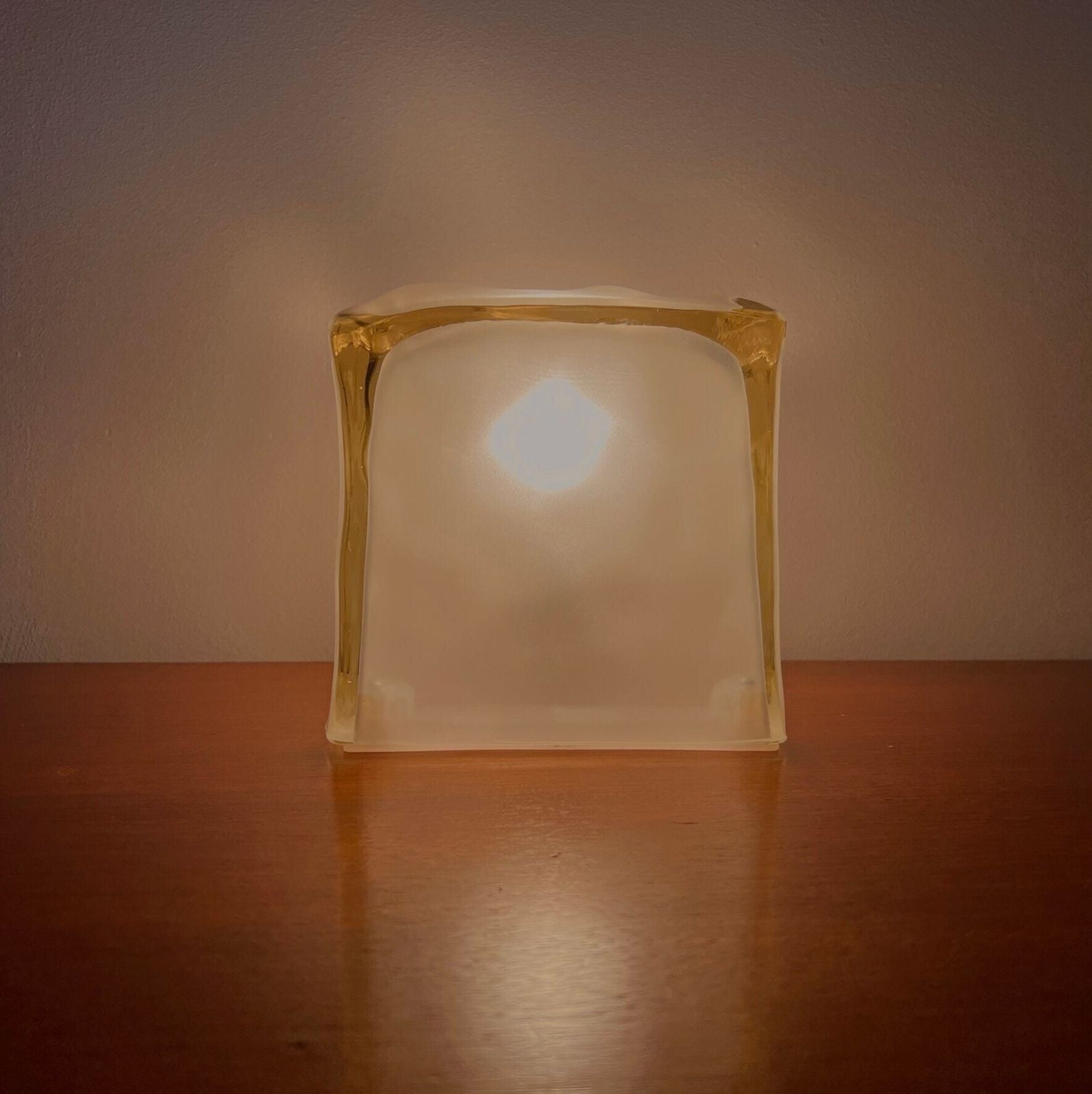 Iconic Vintage Ikea Iviken Ice Cube Lamp   Frosted Glass   Table Lamp photo 97.0