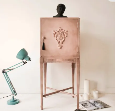 Drinks Cabinet, Hand Painted In Pink And Blue Interior With Alice In Wonderland Transfer Inside