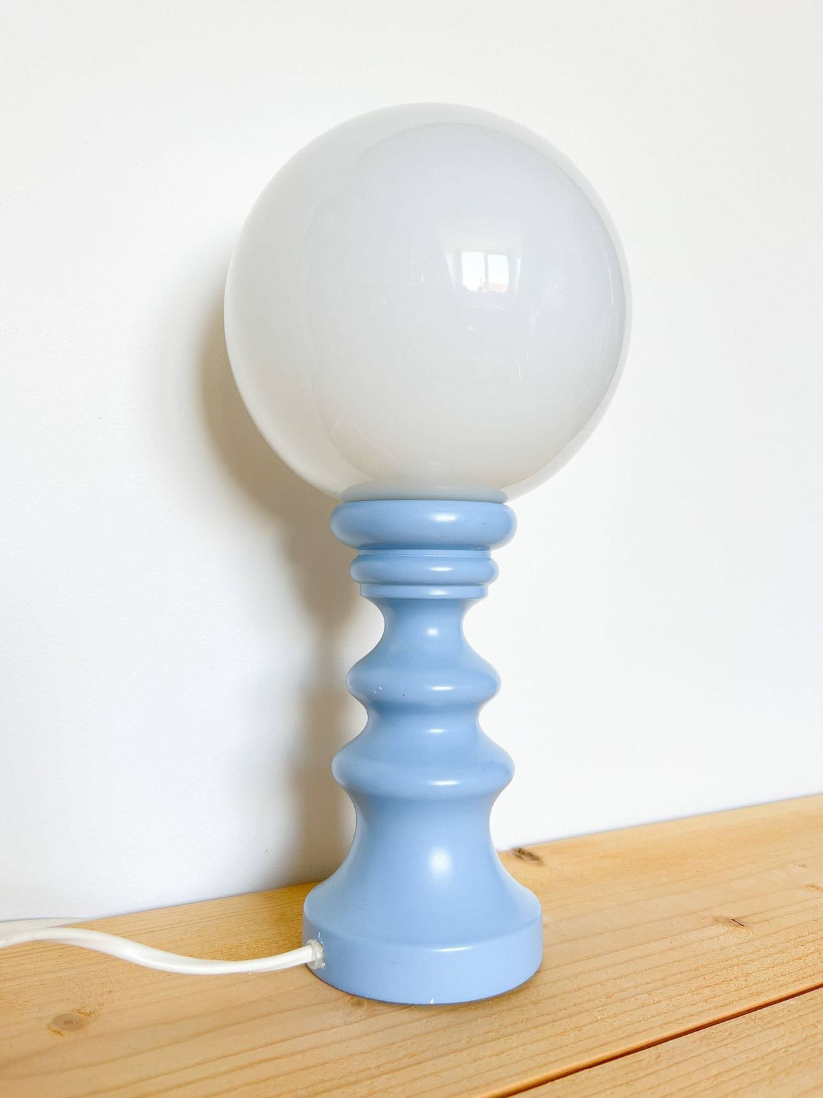 Unique Light Blue Vintage Table Lamp   Cari Zalloni Style   Wood, Glass   Mid Century photo buy