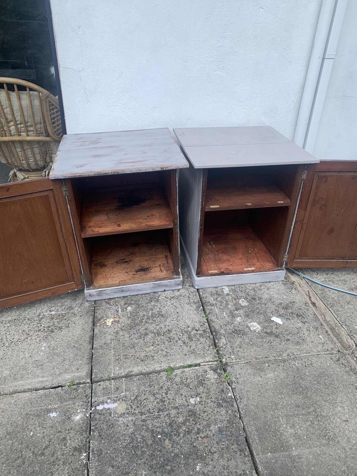 A Pair Of Painted Solid Mahogany Pedestal Cupboards . photo Furniture