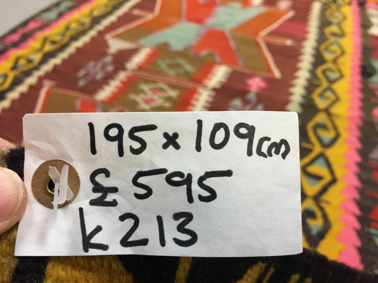 photo for sale Colourful Old Turkish Kilim Rug 195x109cm Shabby Vintage Antique Kelim
