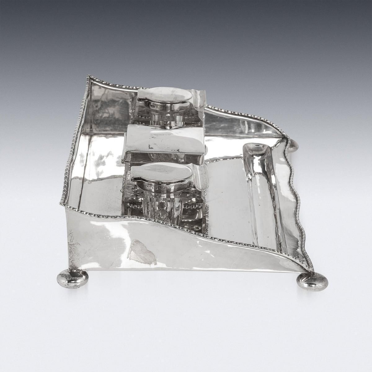 Antique 20th Century Edwardian Solid Silver Inkwell Desk Set, Chester C.1908 photo 2295.0