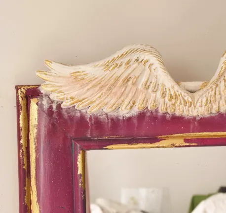 Floor Mirror With Wings, Gold Accents, Quirky, Colourful, Hand Painted, Pink photo furniture