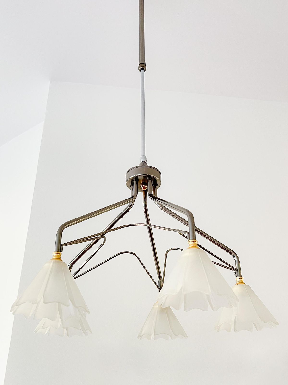 Vintage Chandelier / Ceiling Lamp By Massive   Belgian Design   Brass, Bronze, Glass   Mid Century photo furniture