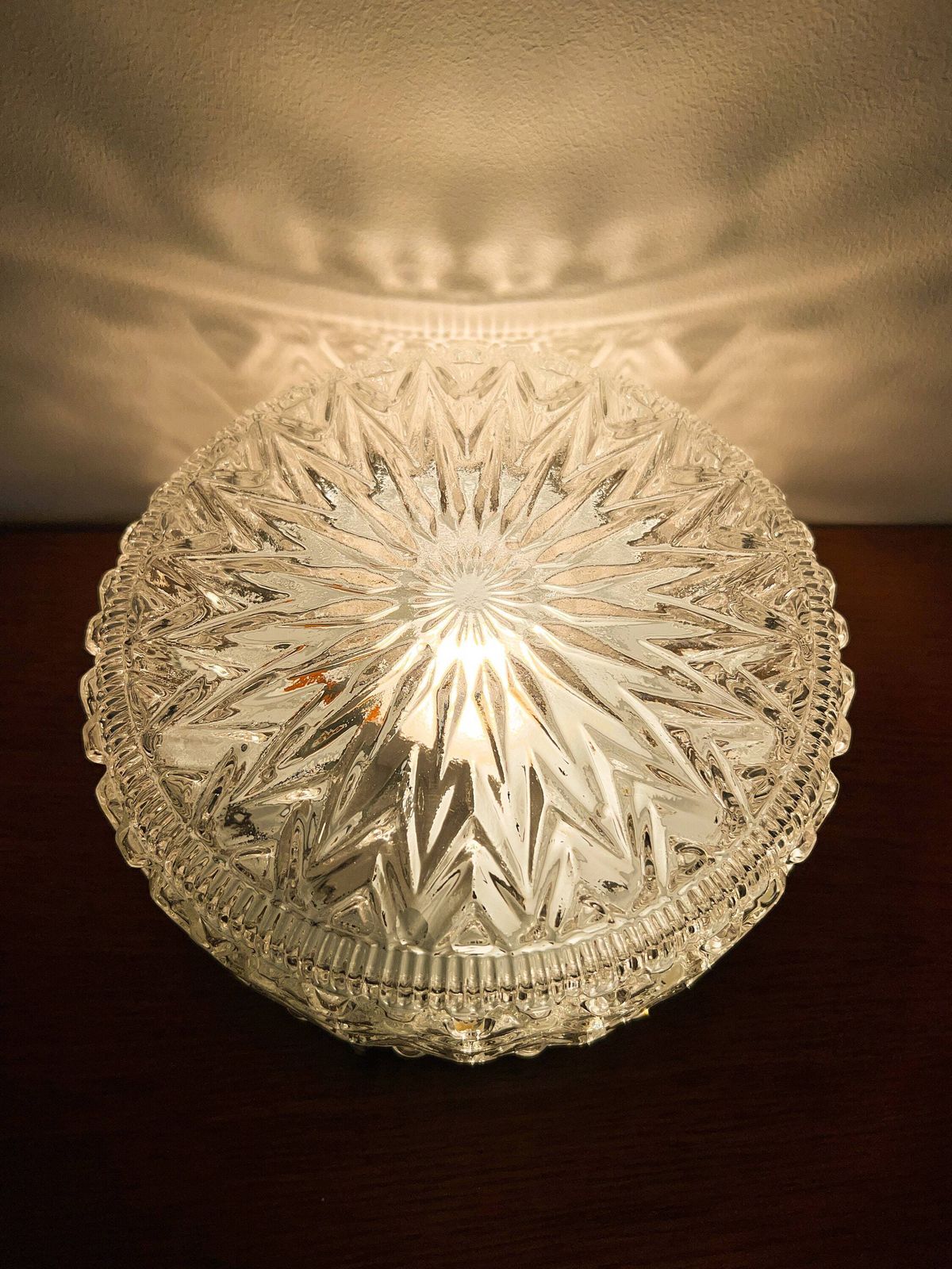 Vintage Mid Century Plafond /Wandlamp | Geslepen Glas, Metaal | Jaren 60/70 photo furniture