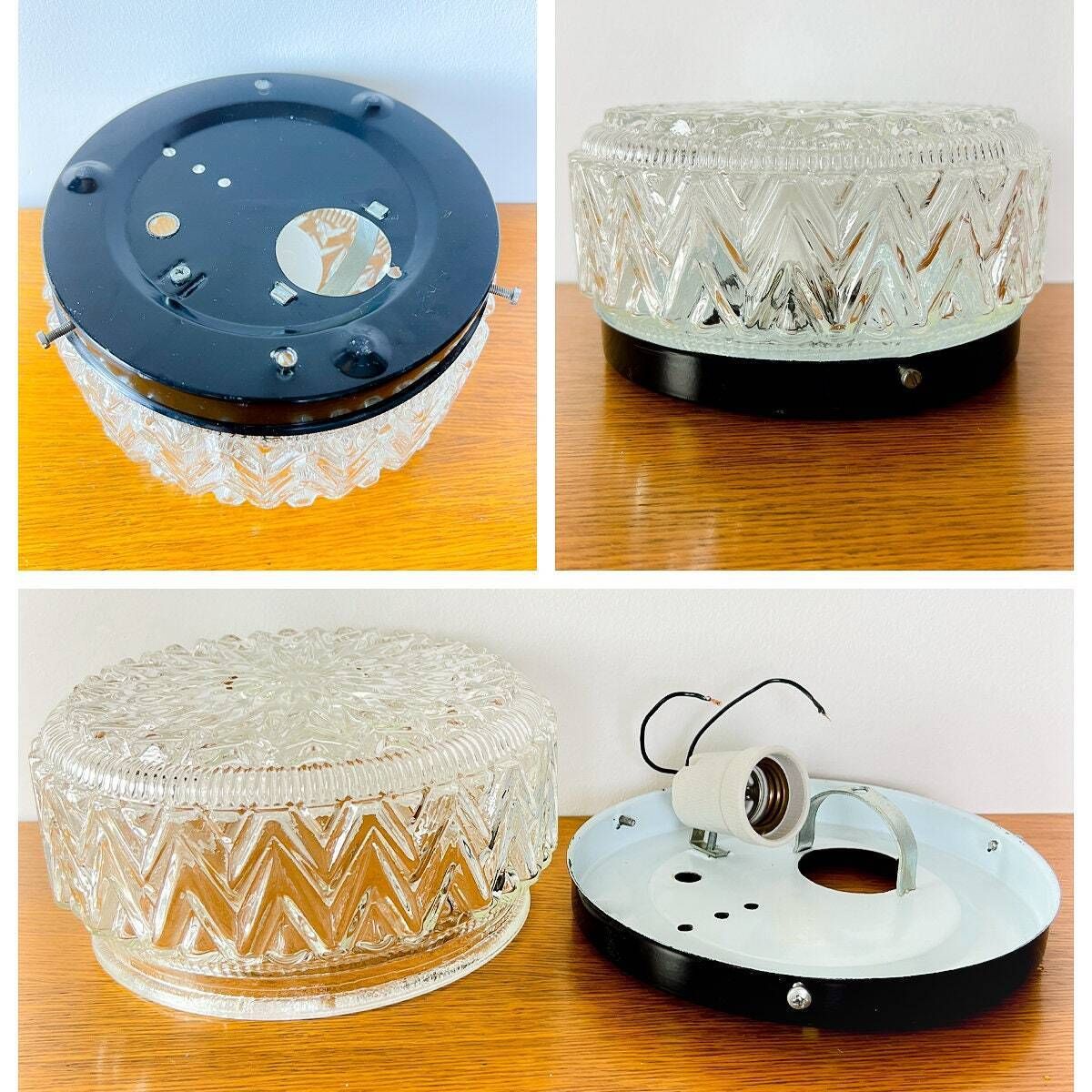 photo for sale Vintage Mid Century Plafond /Wandlamp | Geslepen Glas, Metaal | Jaren 60/70