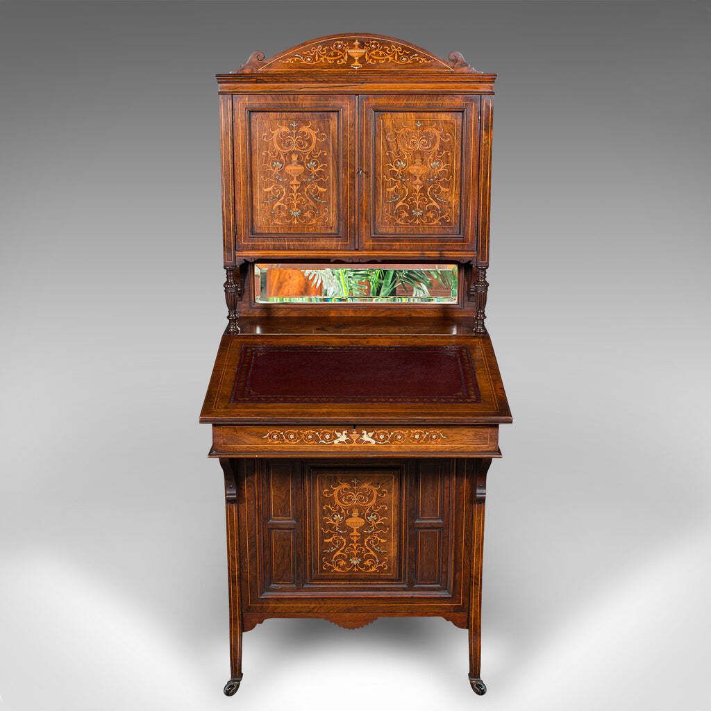 Antique Tall Davenport, English, Walnut, Bureau Cabinet, Victorian, Circa 1860 photo Furniture