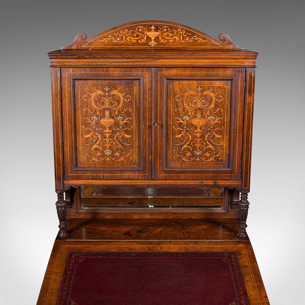 photo for sale Antique Tall Davenport, English, Walnut, Bureau Cabinet, Victorian, Circa 1860
