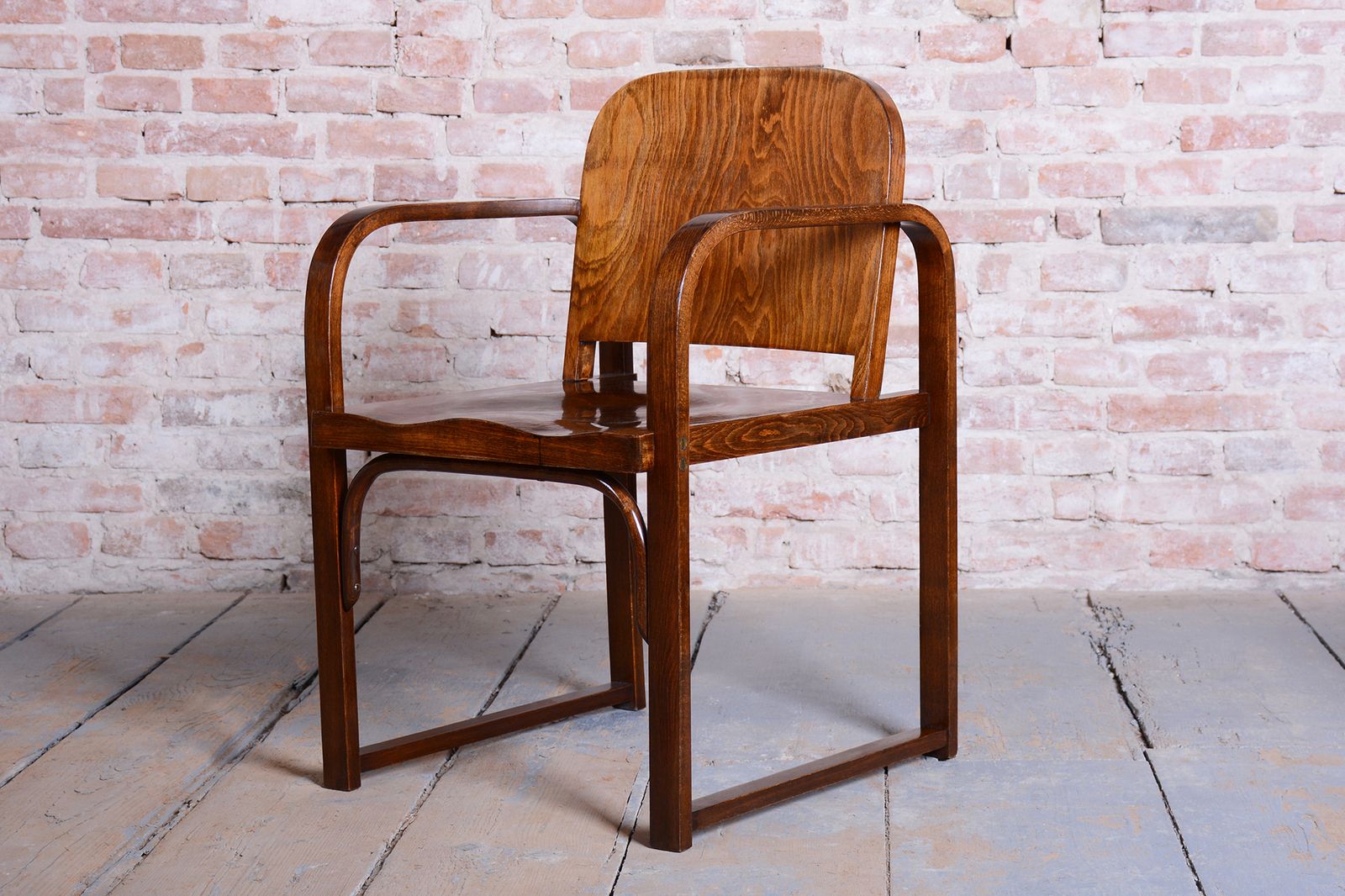 Restored Art Deco Armchair, By Tatra, Pravenec, Beech, Polished, Czech, 1930s photo Furniture