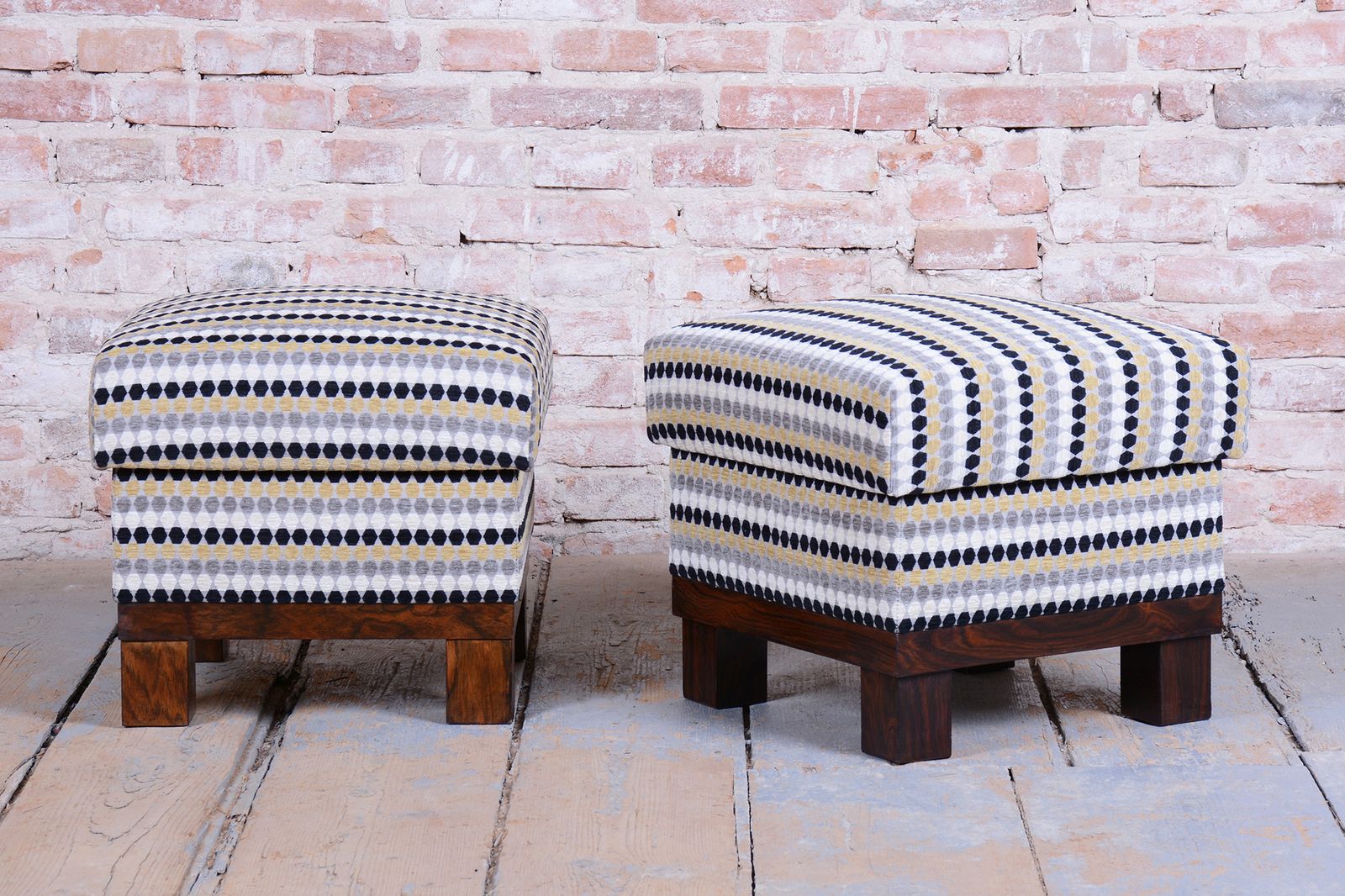 Pair Of Restored Art Deco Stools, Palisander, Reupholstered, Czech, 1920s photo for sale
