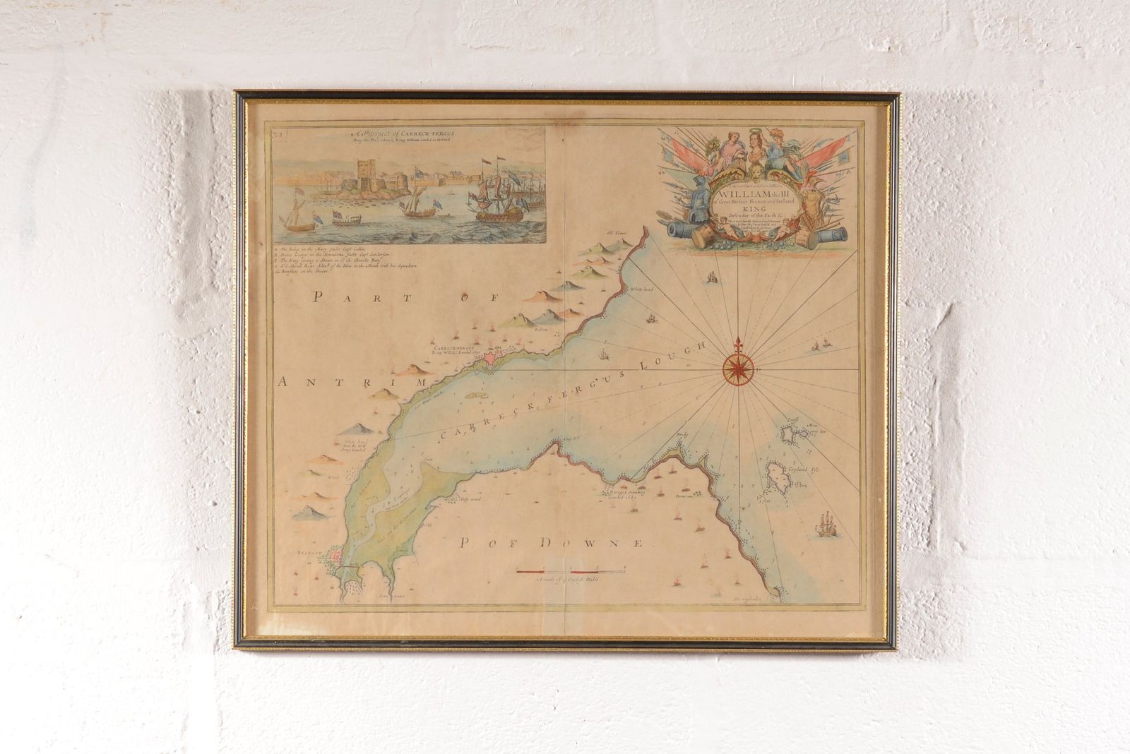 An Antique Sea Chart   Carreck Fergus Lough   By Capt. Greenvile Collins   C.1750