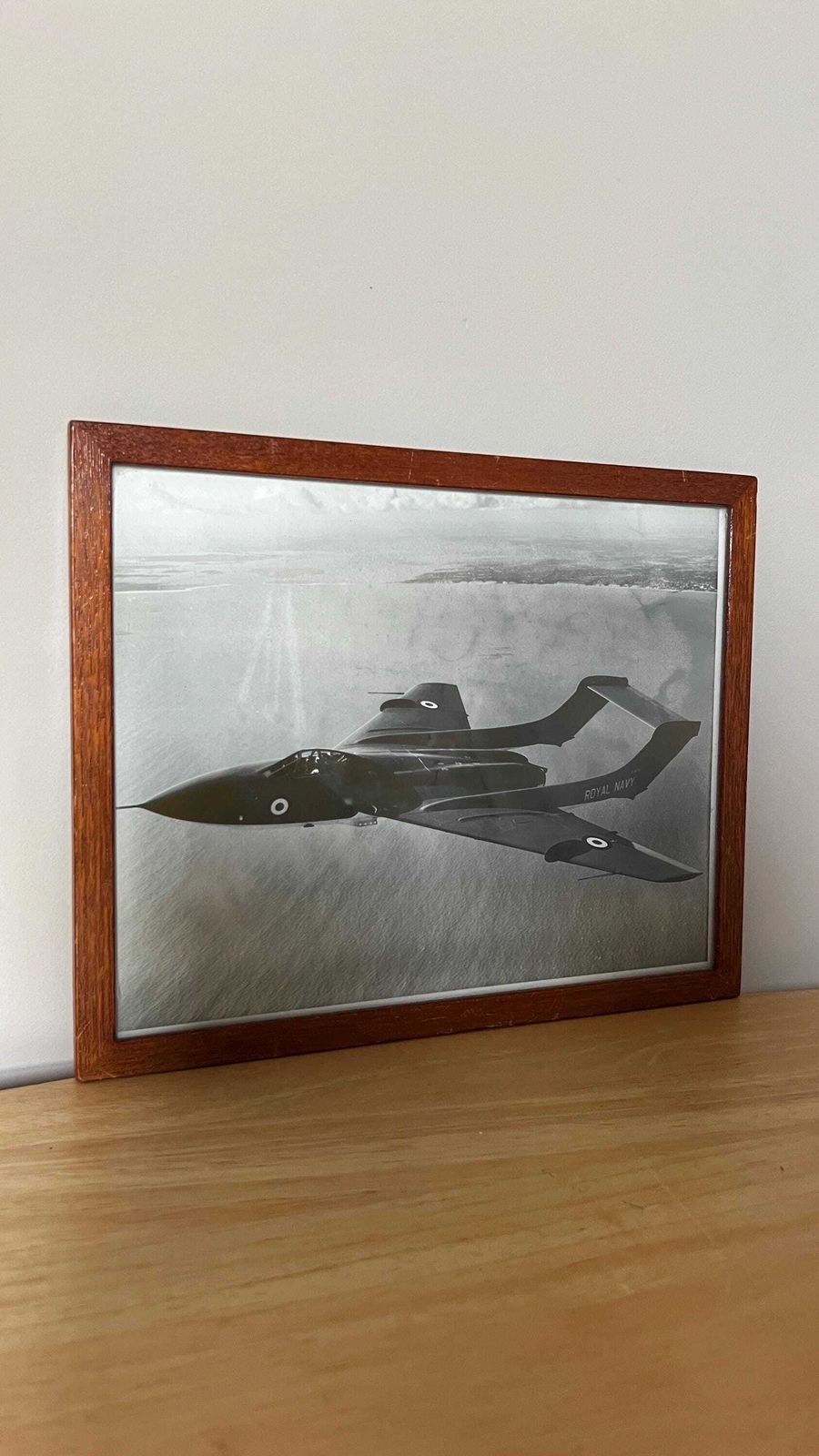 Vintage Photograph Of Royal Navy Jet – Framed Military Aviation Photo