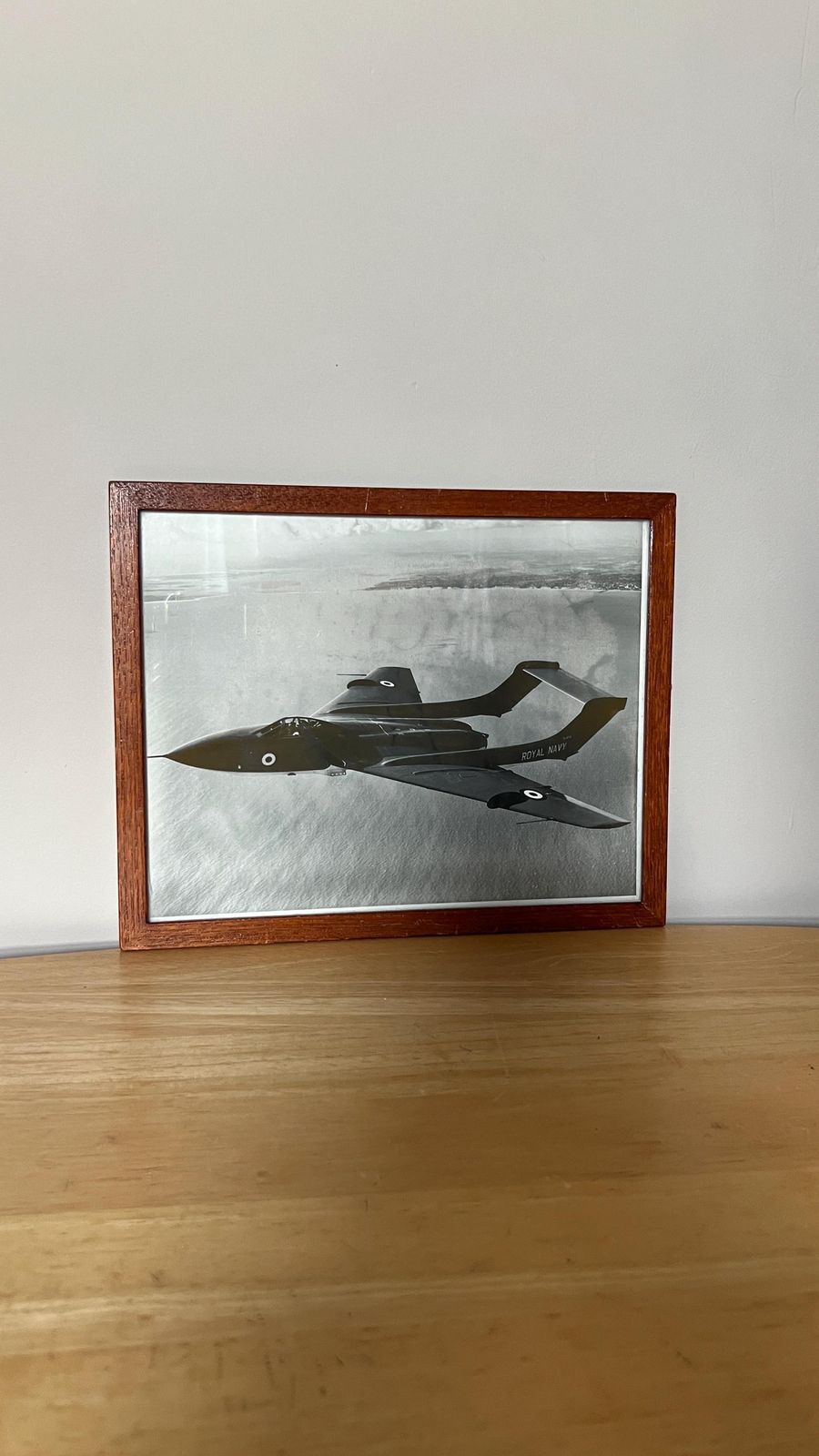 Vintage Photograph Of Royal Navy Jet – Framed Military Aviation Photo photo furniture