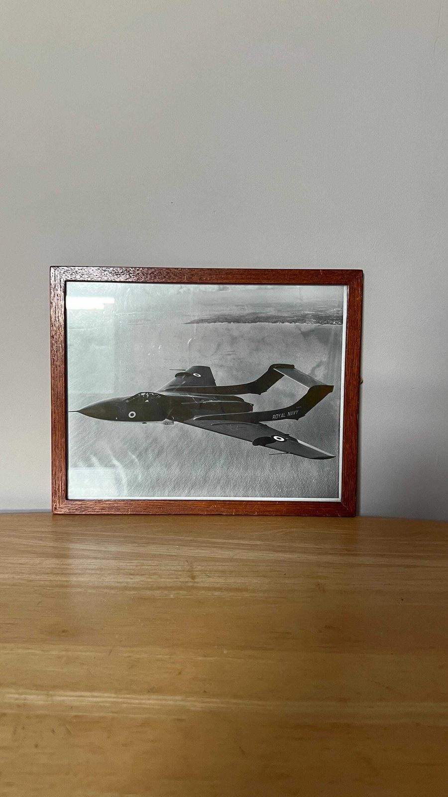 Vintage Photograph Of Royal Navy Jet – Framed Military Aviation Photo photo vintage