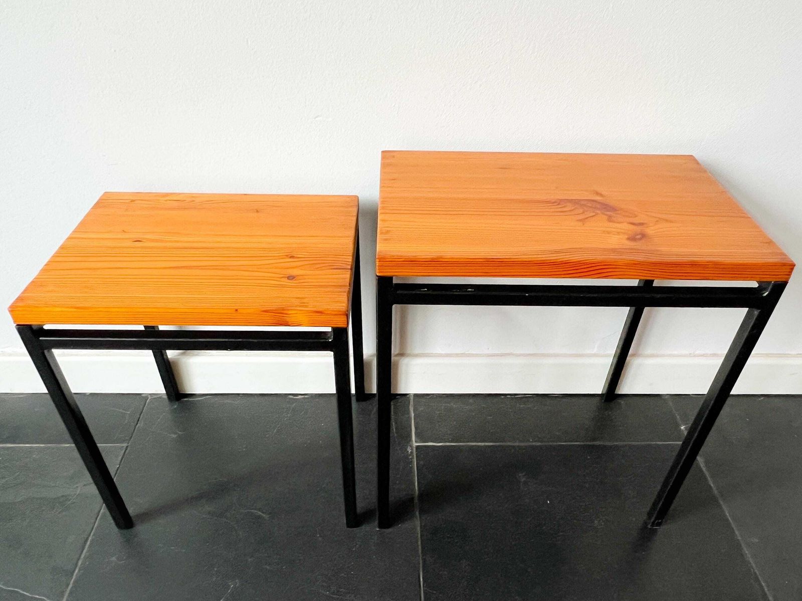 Vintage Side Tables / Nesting Tables   Wood, Metal   Mid Century   Mimi Set   Pastoe   Dutch Design   Cees Braakman photo Furniture