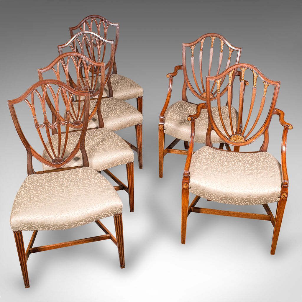 Antique Dining Chair Suite, English, Carver & Slipper Chairs, Georgian, C.1800 photo vintage