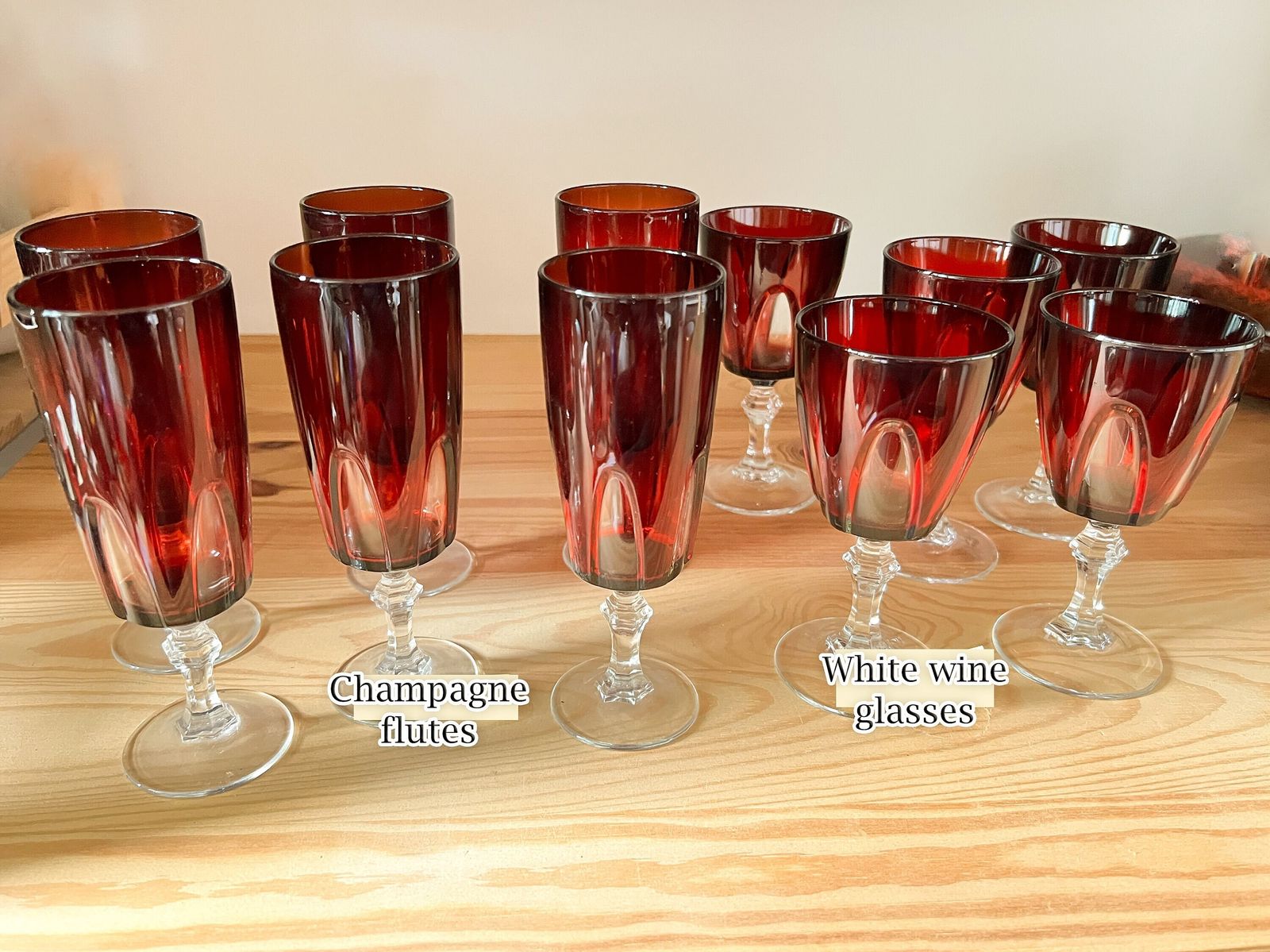 Rubilux Cristal D'arques   Luminarc   Ruby Red   Vintage Wine And Champagne Glasses photo furniture