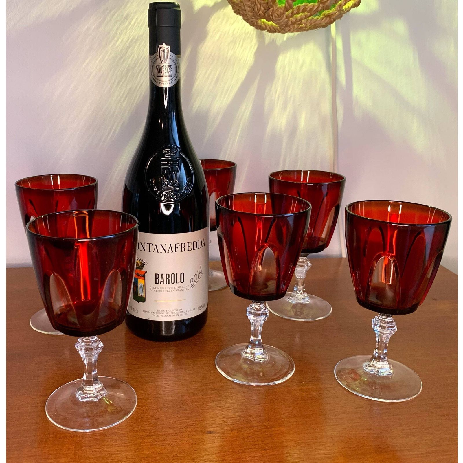 photo furniture Rubilux Cristal D'arques – Luminarc – Robijnrood – Vintage Wijn  En Champagneglazen