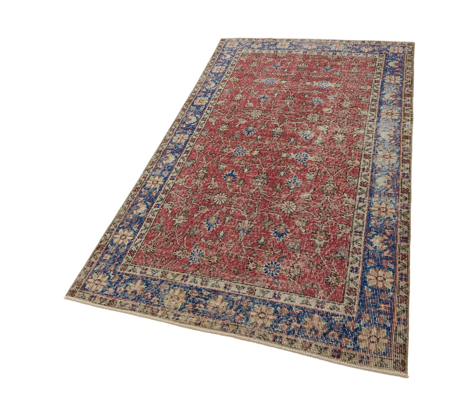 4x7 Red Turkish Vintage Area Rug   45886 photo for sale