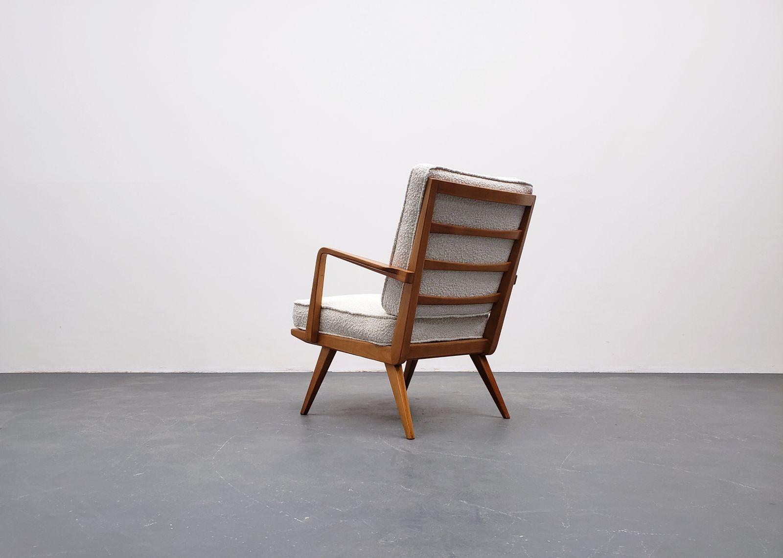 1950 Armchair By Wilhelm Knoll For Antimott In Premium Ivory Boucle photo for sale