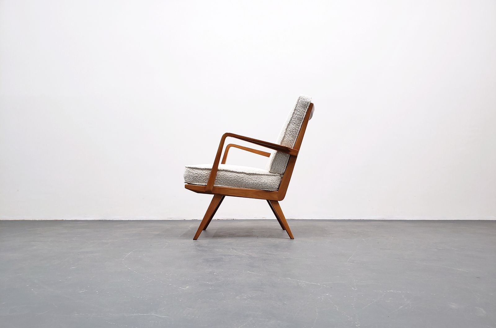 1950 Armchair By Wilhelm Knoll For Antimott In Premium Ivory Boucle
