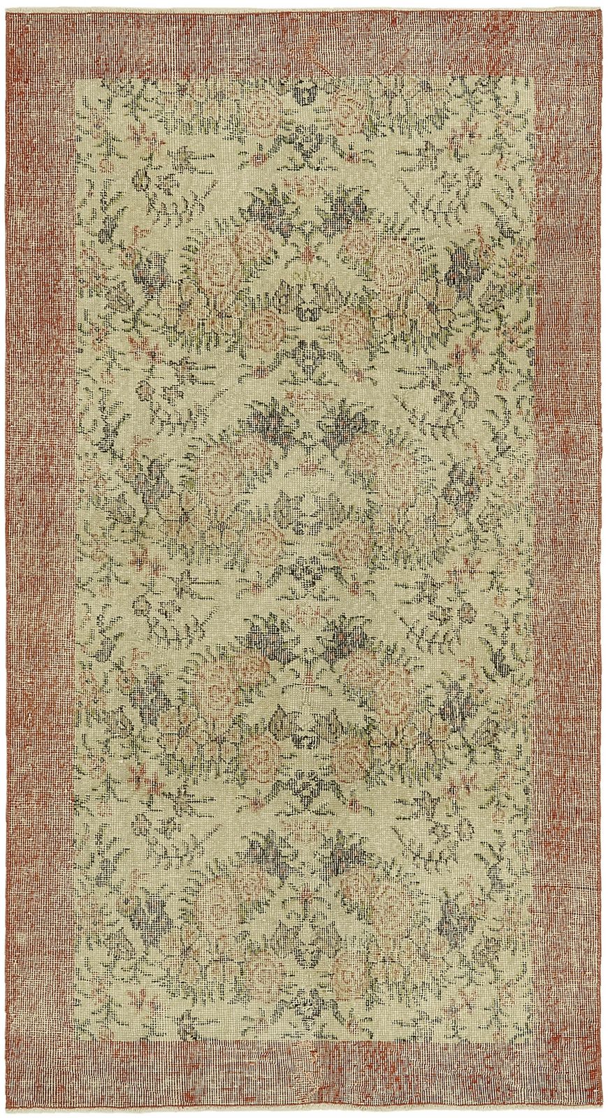 Handmade Beige Turkish Vintage Area Rug 110 Cm X 200 Cm