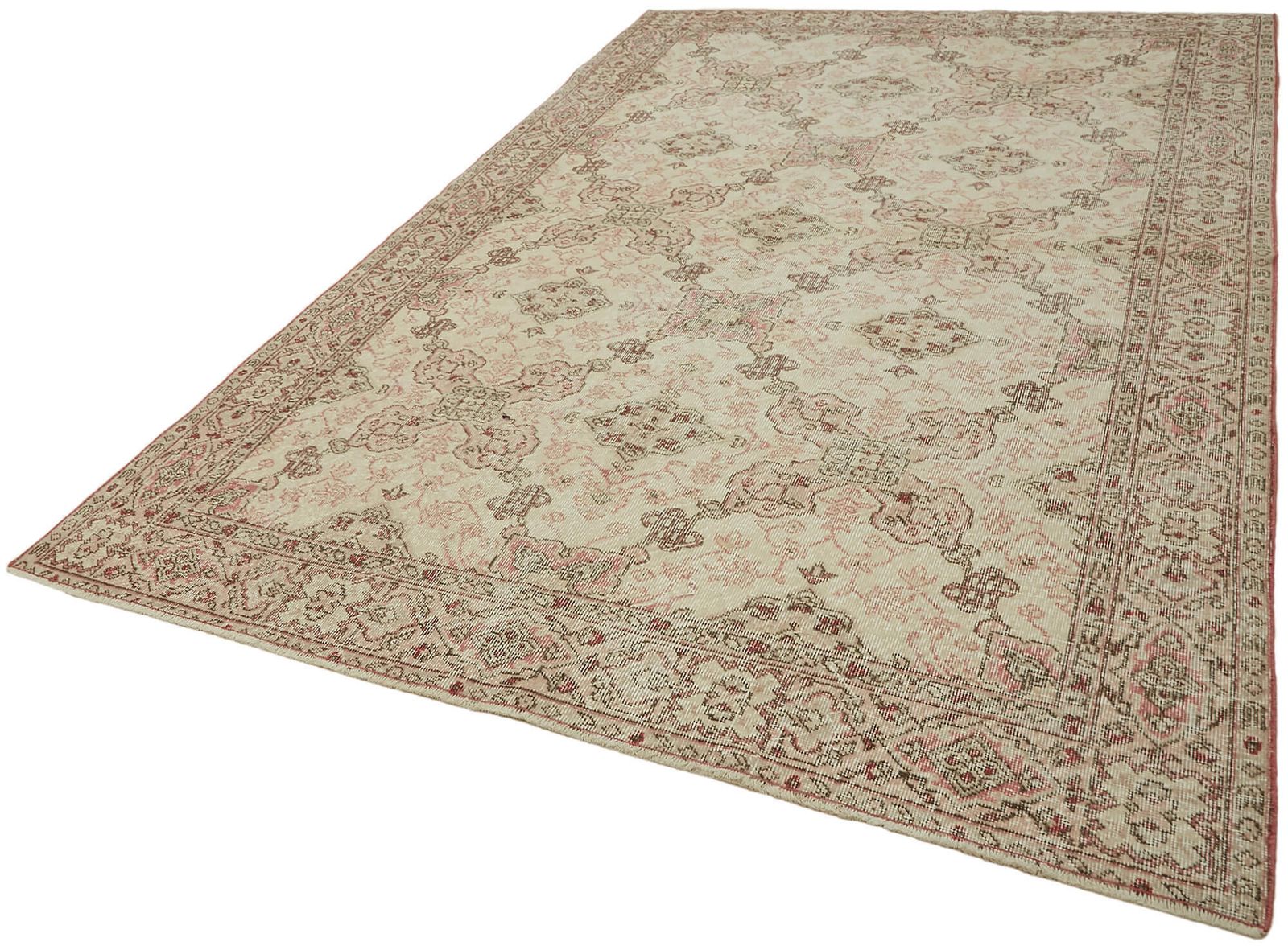 Handmade Beige Turkish Vintage Area Rug 208 Cm X 317 Cm photo for sale