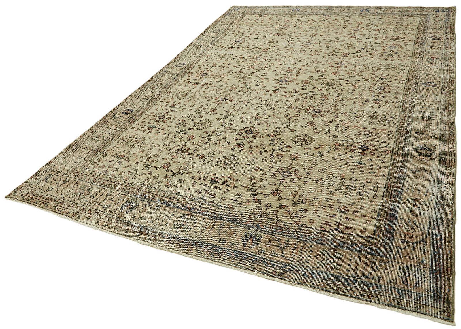 Handmade Beige Turkish Vintage Area Rug 314 Cm X 208 Cm photo for sale