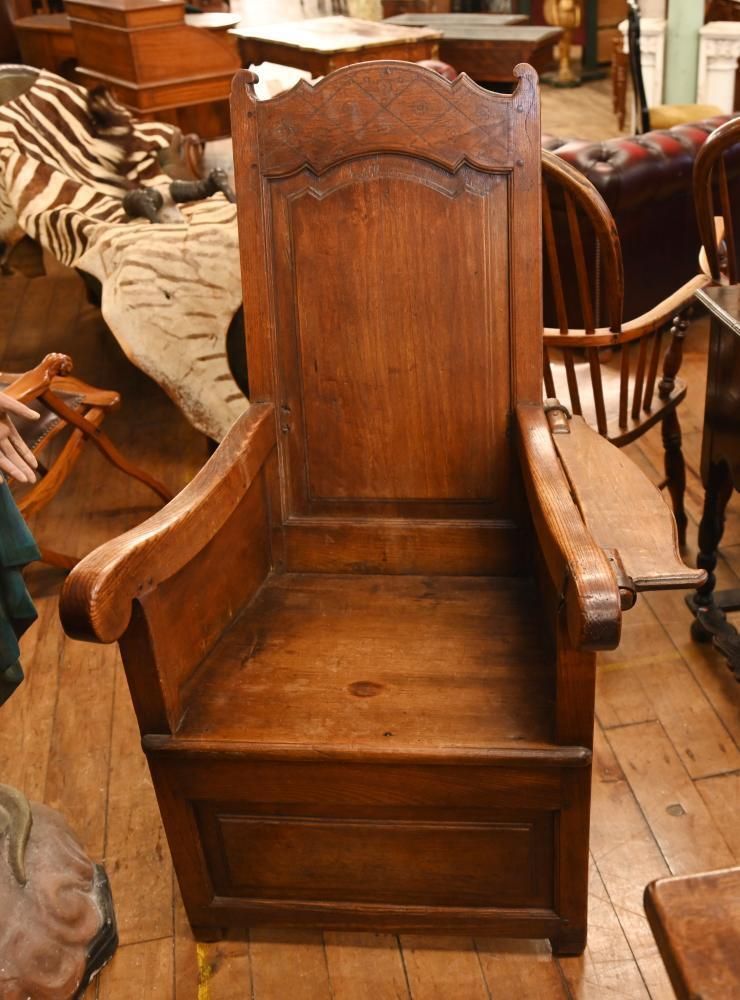 English Oak Lambing Chair Farmhouse Rustic Interiors 1900 photo furniture