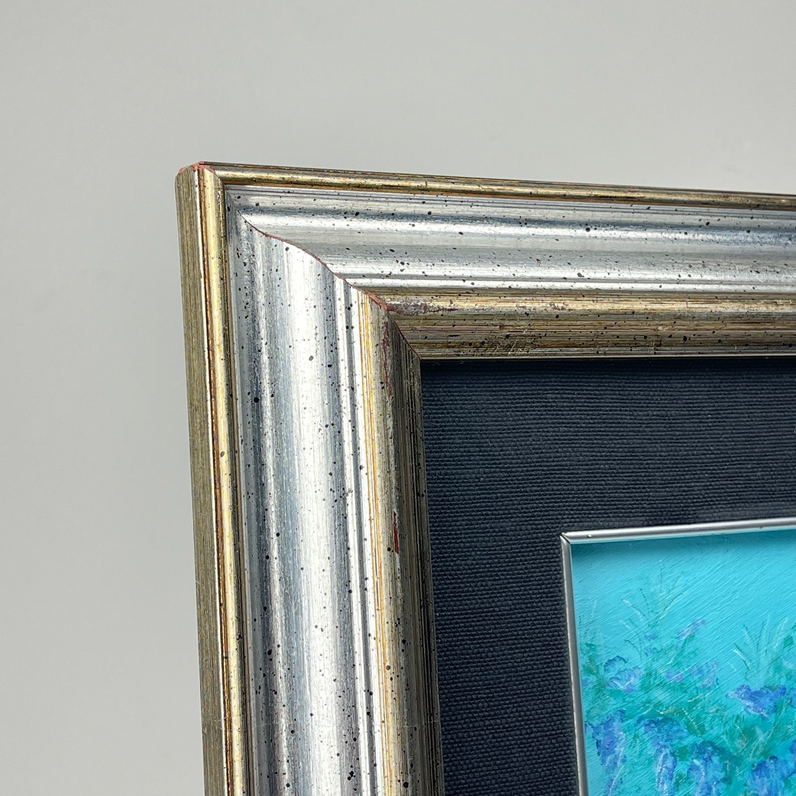 photo buy Luigi Targa, Blue Flowers, Padua, Italy 1970s, Oil On Canvas, Framed