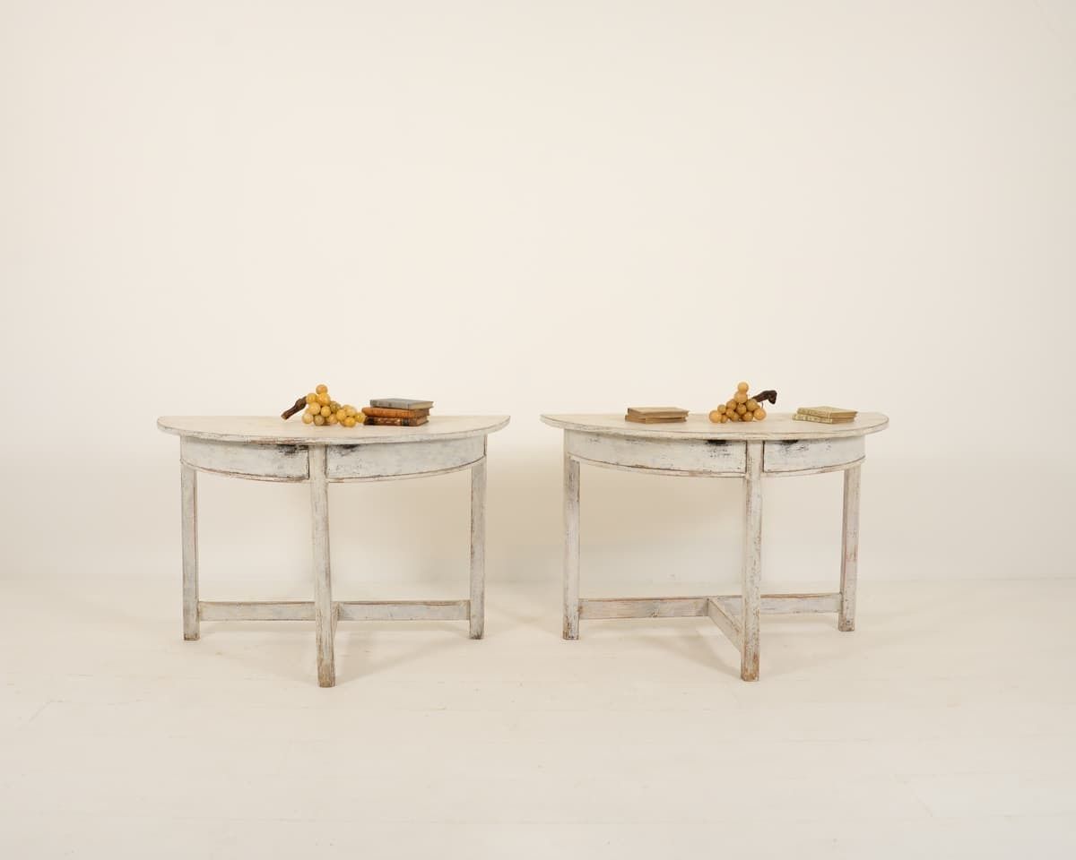 Pair Of Swedish Demi Lunes With Drawers