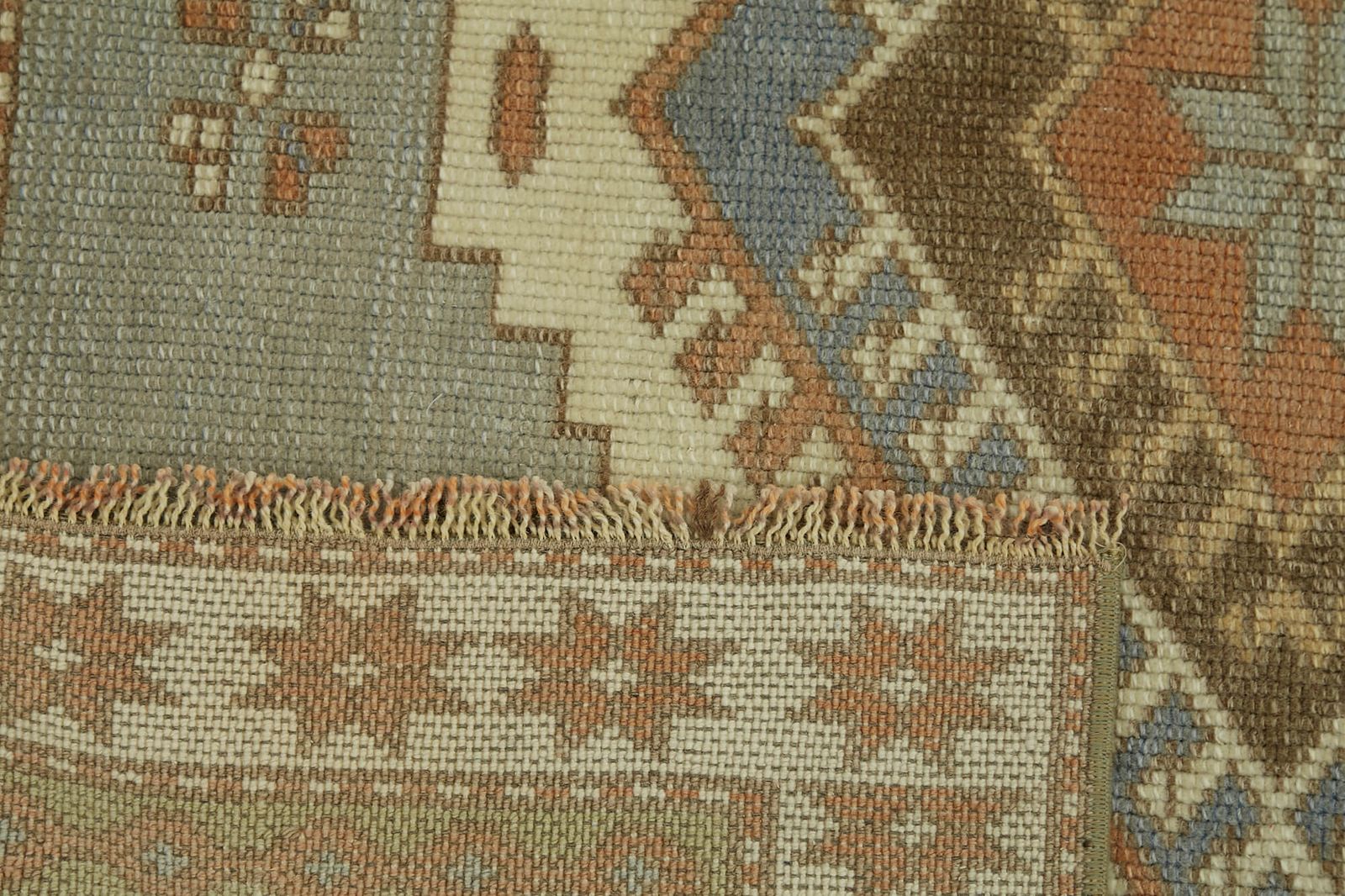 Handmade Vintage Blue Anatolian Runner Rug 127 Cm X 211 Cm photo vinterior