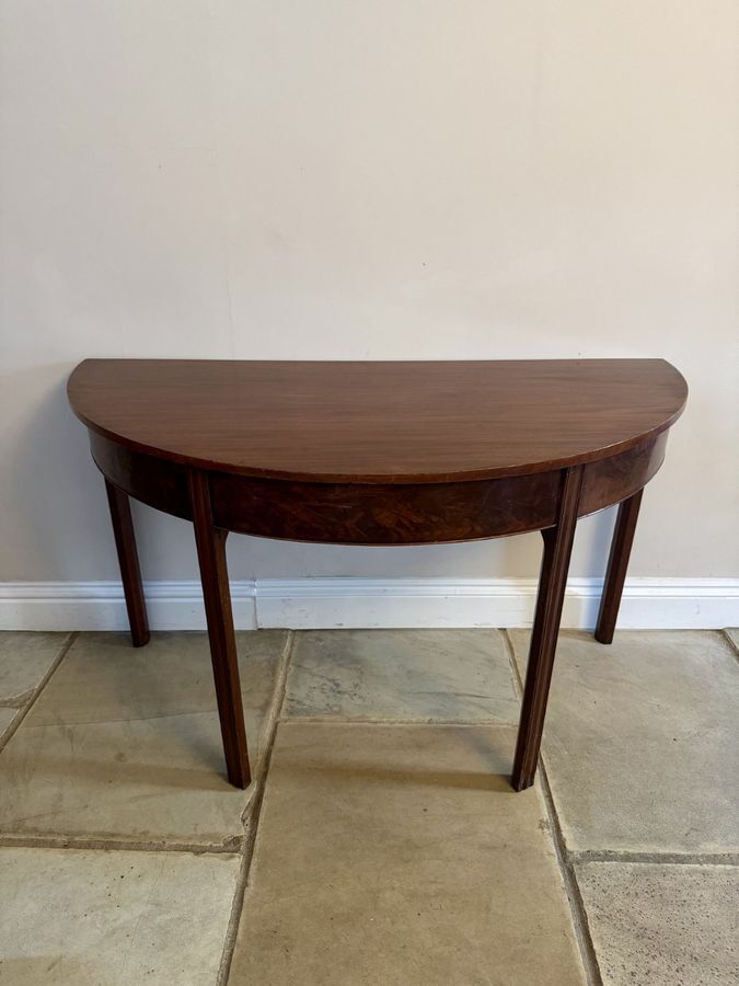 Pair Of Quality Figured Mahogany Antique George III Demi Lune Console Tables photo 1825.0