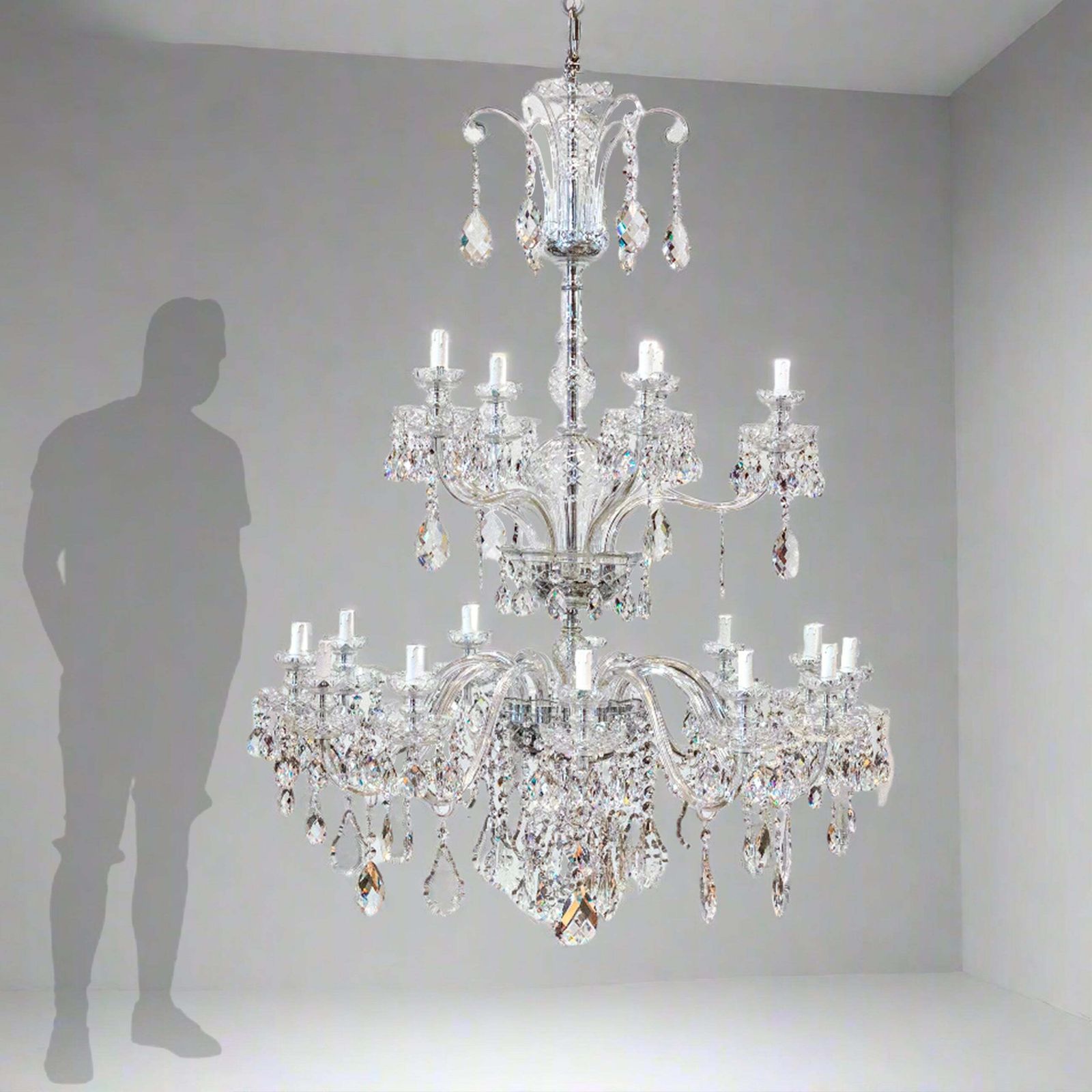 Spectacular Extra Large Lead Crystal Chandelier 5'7'' Tall