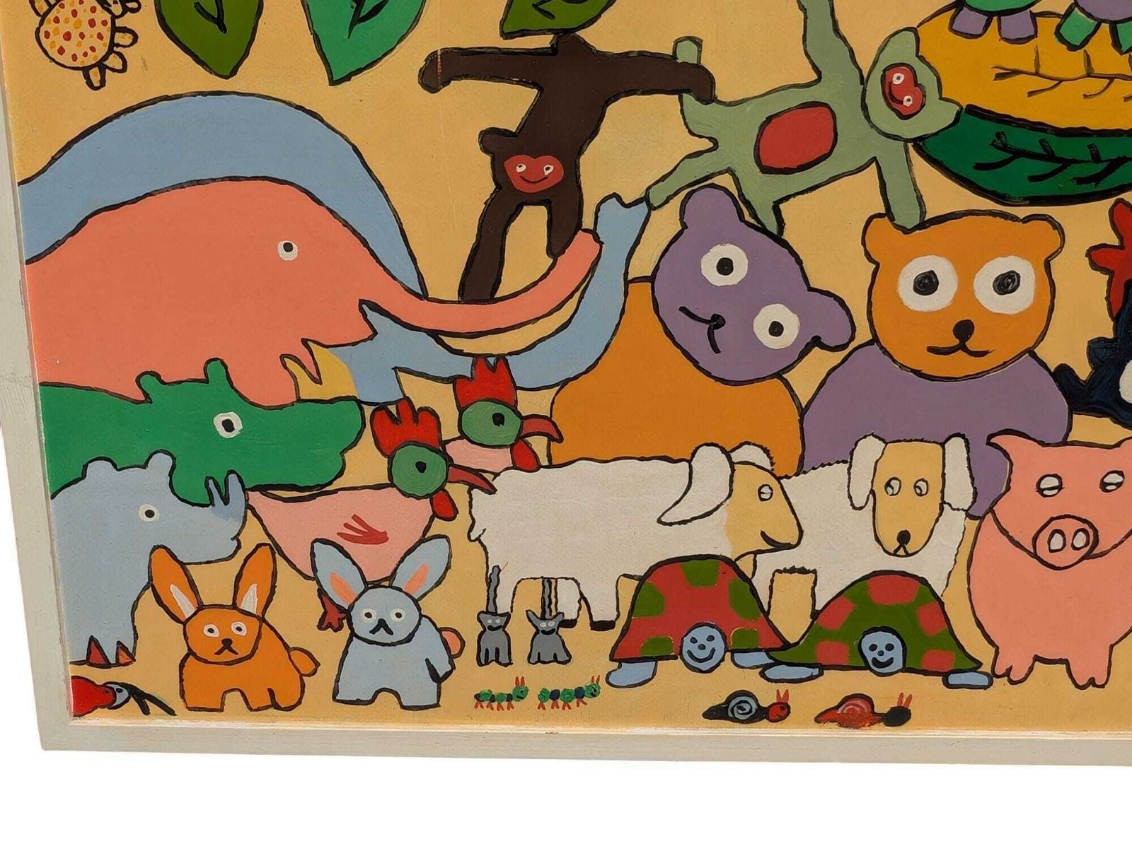 Original Huge Vintage Painting On Wood Board 'The After Party'. Made In England, Unsigned. photo vinterior
