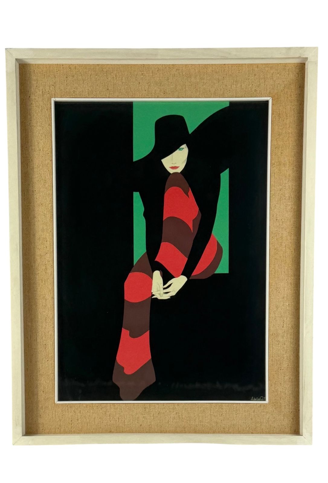 Amleto Dalla Costa, Original Serigraph Framed, Milan Italy 1980s photo furniture