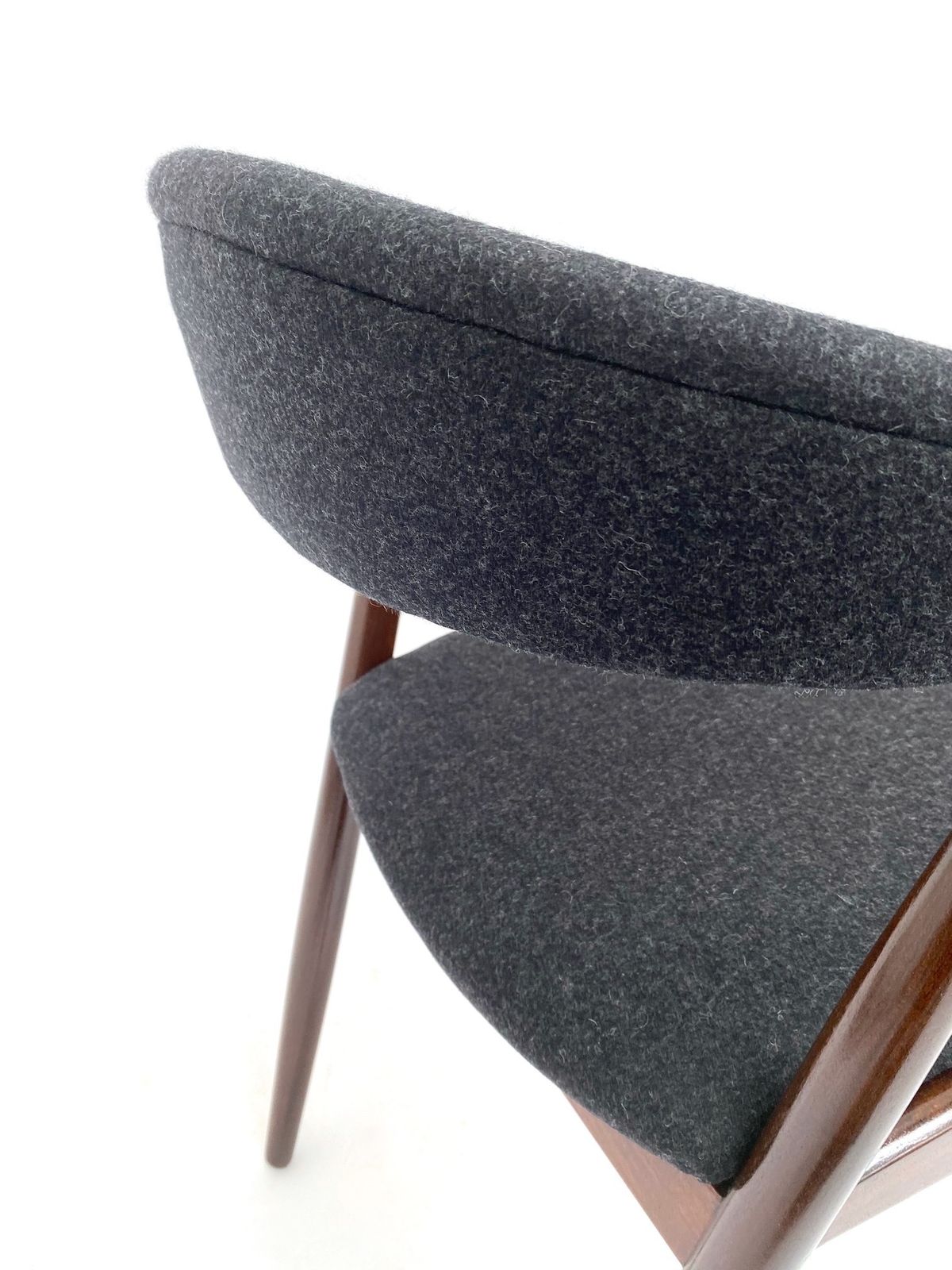 Danish Kai Kristiansen For Shou Andersen Model 31 Set Of 6 Teak And Charcoal Black Wool Dining Chairs Mid Century 1960s photo Furniture