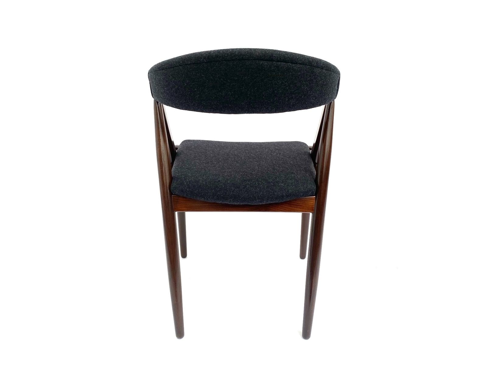 Danish Kai Kristiansen For Shou Andersen Model 31 Set Of 6 Teak And Charcoal Black Wool Dining Chairs Mid Century 1960s photo 2850.0